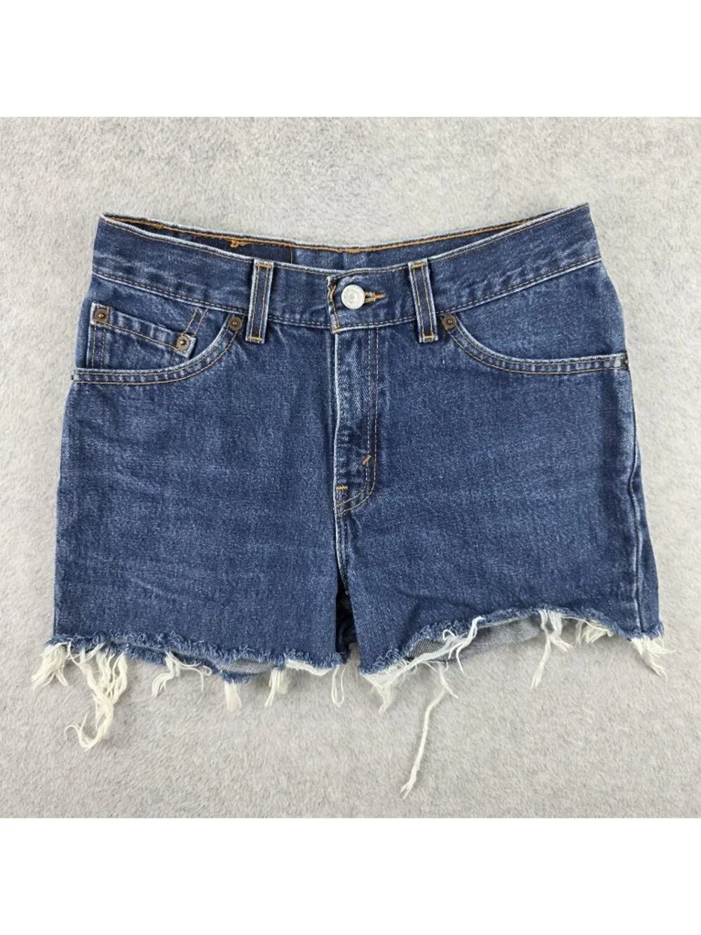Vintage Levis 517 Cut Off Shorts Girls 5 Blue Slim Boot Distressed Frayed Denim